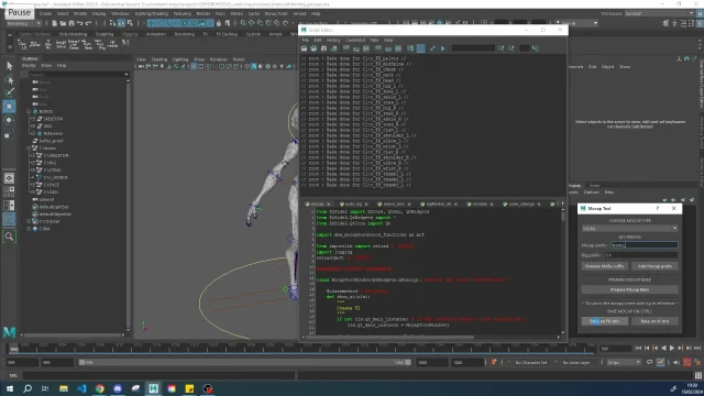 Script pour l'importation des datas de motion capture