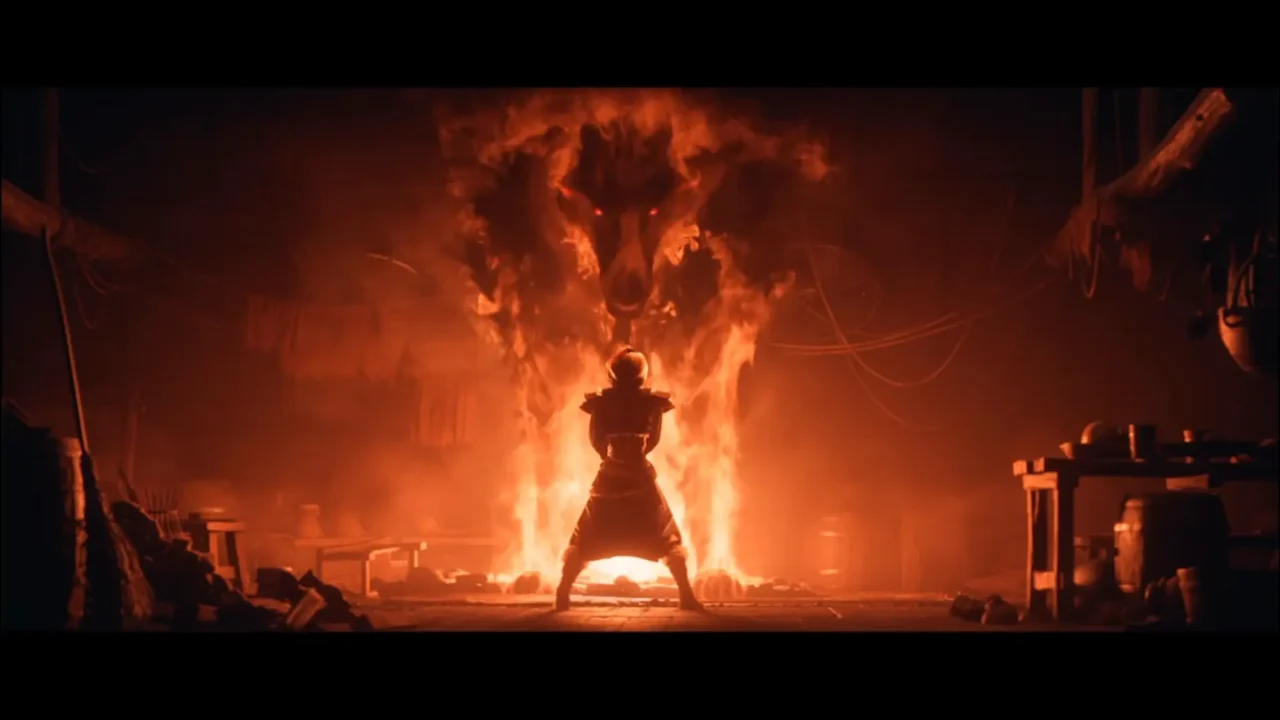 Giant Wolf on fire